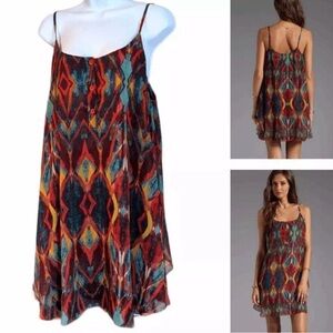 Alice + Olivia Rhi Tiered Tank Dress Tribal Diamond Mini Bohemian Slip Dress XS